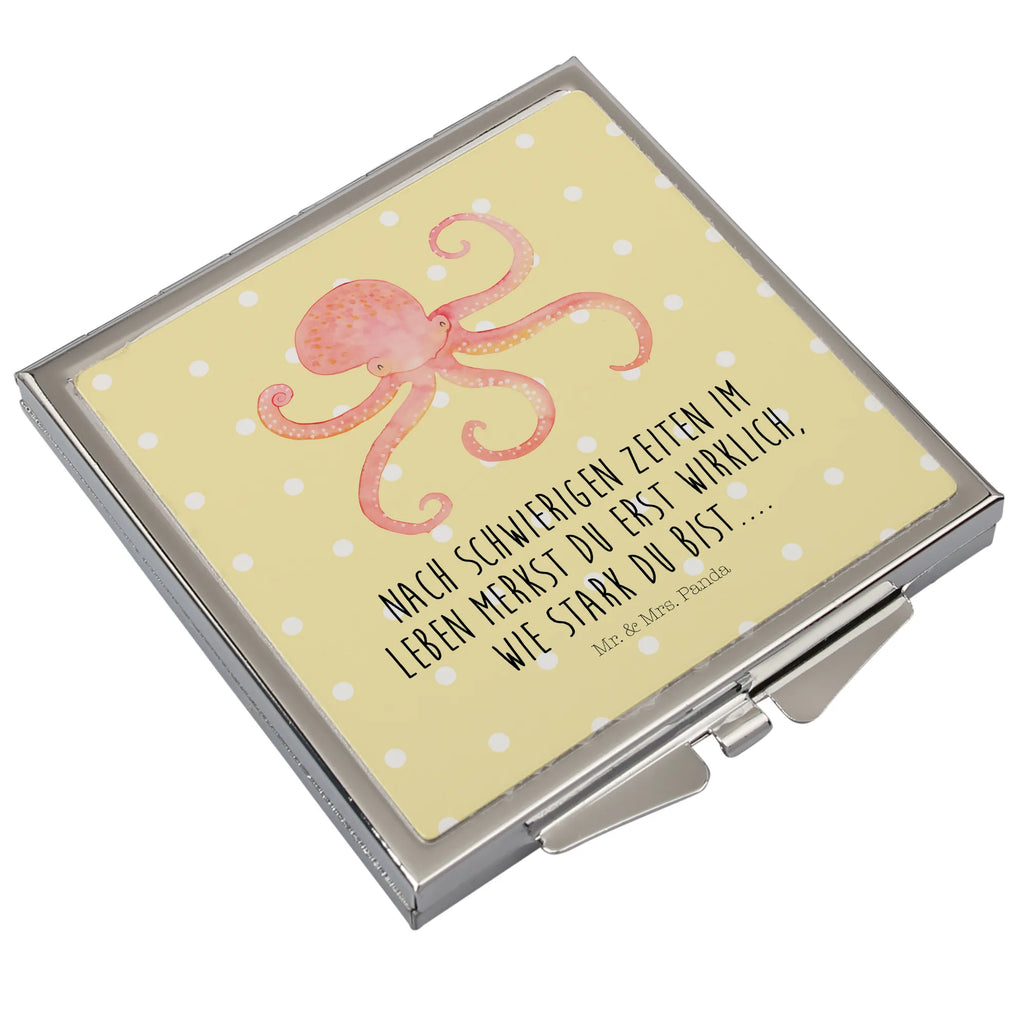 Handbag mirror Squid silver, make-up mirror, square, handbag, make up, mirror, small animals, cute, funny, cute animal motives, hand drawn, small world, funny sayings, good mood, happy, gifts, gift ideas, special gifts, animal lover, card, arms, ocean, sea animal, squid, octopus, water, sea