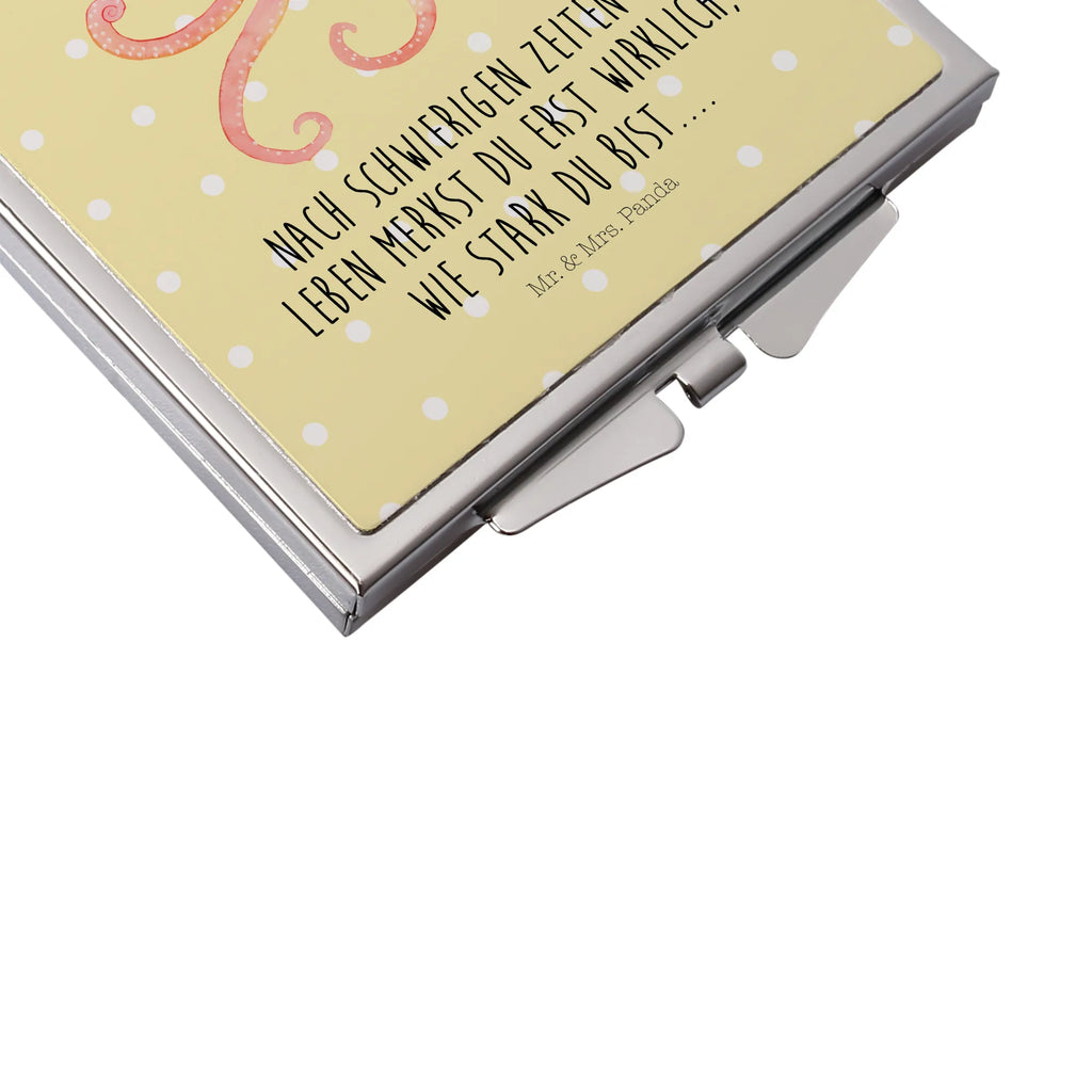 Handbag mirror Squid silver, make-up mirror, square, handbag, make up, mirror, small animals, cute, funny, cute animal motives, hand drawn, small world, funny sayings, good mood, happy, gifts, gift ideas, special gifts, animal lover, card, arms, ocean, sea animal, squid, octopus, water, sea