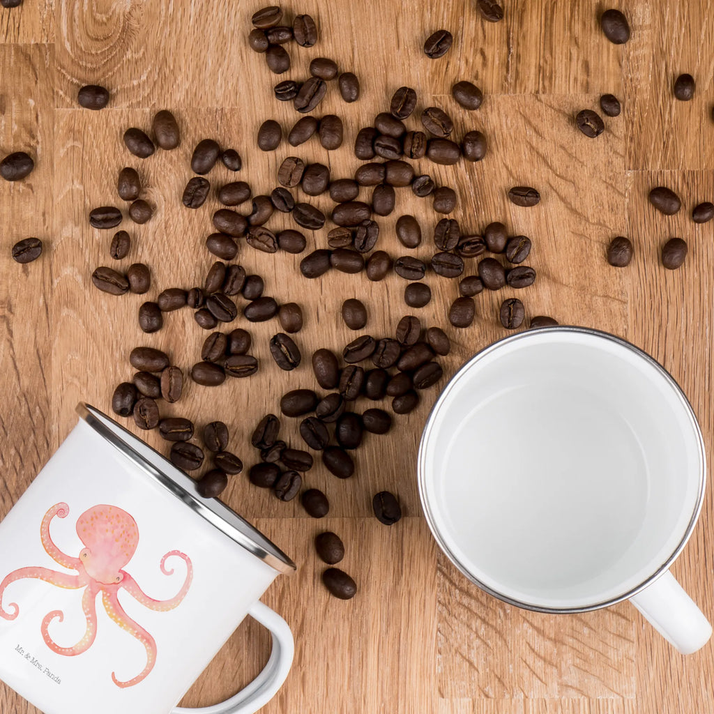 Kempingowy kubek emaliowany Ośmiornica wanderbecher, Tasse, Emaille Tasse, Kaffeetasse, blechbecher, reisetasse, Emaille Becher, Reisebecher, Metalltasse, Teebecher, metallbecher, Campingbecher, Pott, becher emaille, wandertasse, Blechtasse, Campingtasse, Becher, Tasse Emaille, Teetasse, Emailletasse, Trinkbecher, emaillebecher, Kaffeebecher, Tiere, Tiermotive, Gute Laune, Lustige Sprüche, Meerestier, Ozean, Tintenfisch, Krake, Arme, Wasser, Meer