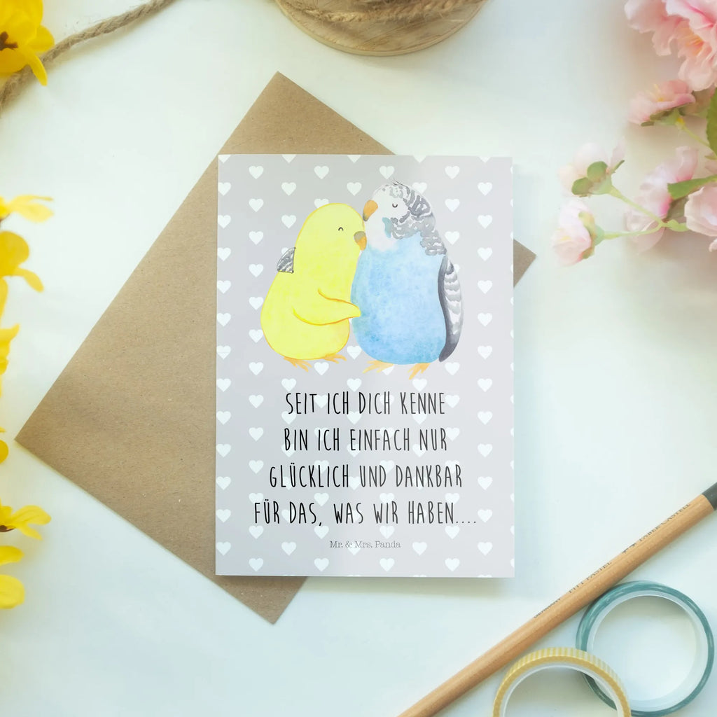 Grußkarte Wellensittich Liebe Glückwunschkarte, Hochzeitskarte, Klappkarte, Karte, Ansichtskarten, Einladungskarte, Geburtstagskarte, Grußkarte, Liebe, Partner, Freund, Freundin, Ehemann, Ehefrau, Heiraten, Verlobung, Heiratsantrag, Liebesgeschenk, Jahrestag, Hocheitstag, Wellensittich, Nähe, Vertrauen, Vögel, Kuscheln