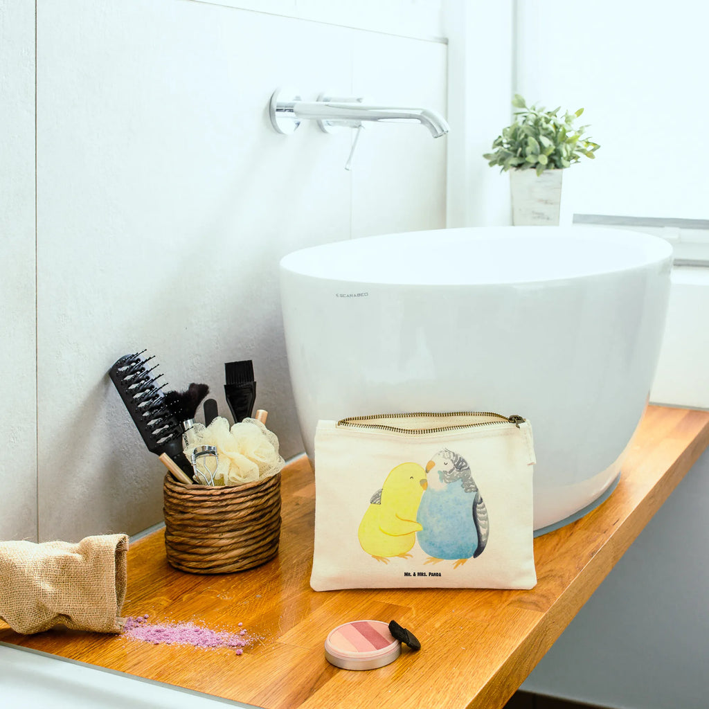 Make-up bag Parakeets in love Love, Loving, Two, Together, Marriage, Engagement, Proposal of marriage, Love gift, gift for her, gift for him, anniversary gift, closeness, birds, cuddling, love, trust, budgie