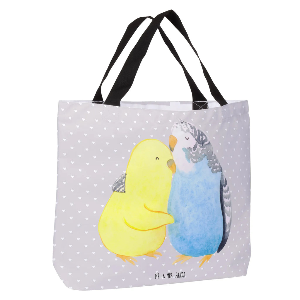 Shopper Parakeets in love carrier bag, woman, XXL, beach bag, handle bag, bag, large, shopping bag, shopper, Love, Loving, Two, Together, Marriage, Engagement, Proposal of marriage, Love gift, gift for her, gift for him, anniversary gift, cuddling, love, trust, birds, budgie, closeness