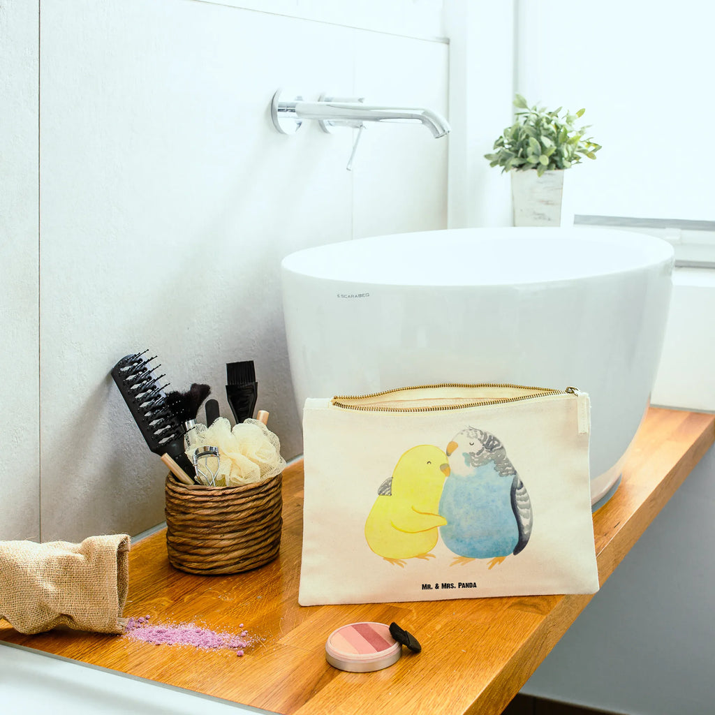 Make-up bag Parakeets in love Love, Loving, Two, Together, Marriage, Engagement, Proposal of marriage, Love gift, gift for her, gift for him, anniversary gift, closeness, birds, cuddling, love, trust, budgie