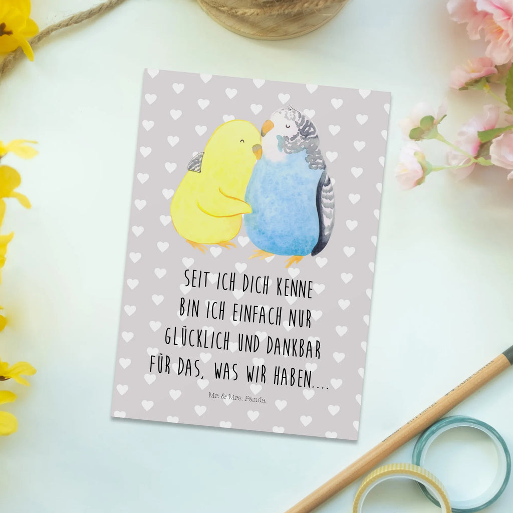 Postkarte Wellensittich Liebe bildkarte, Fotokarte, Ansichtskarten, einzelkarte, Kunstkarten, Designkarte, kunstkarte, spruchkarte, Grußkarte, Postkarten, Ansichtskarte, Postkarte, Motivkarte, Ehefrau, Freundin, Partner, Heiraten, Freund, Ehemann, Liebesgeschenk, Hocheitstag, Liebe, Heiratsantrag, Verlobung, Jahrestag, Kuscheln, Vertrauen, Nähe, Vögel, Wellensittich