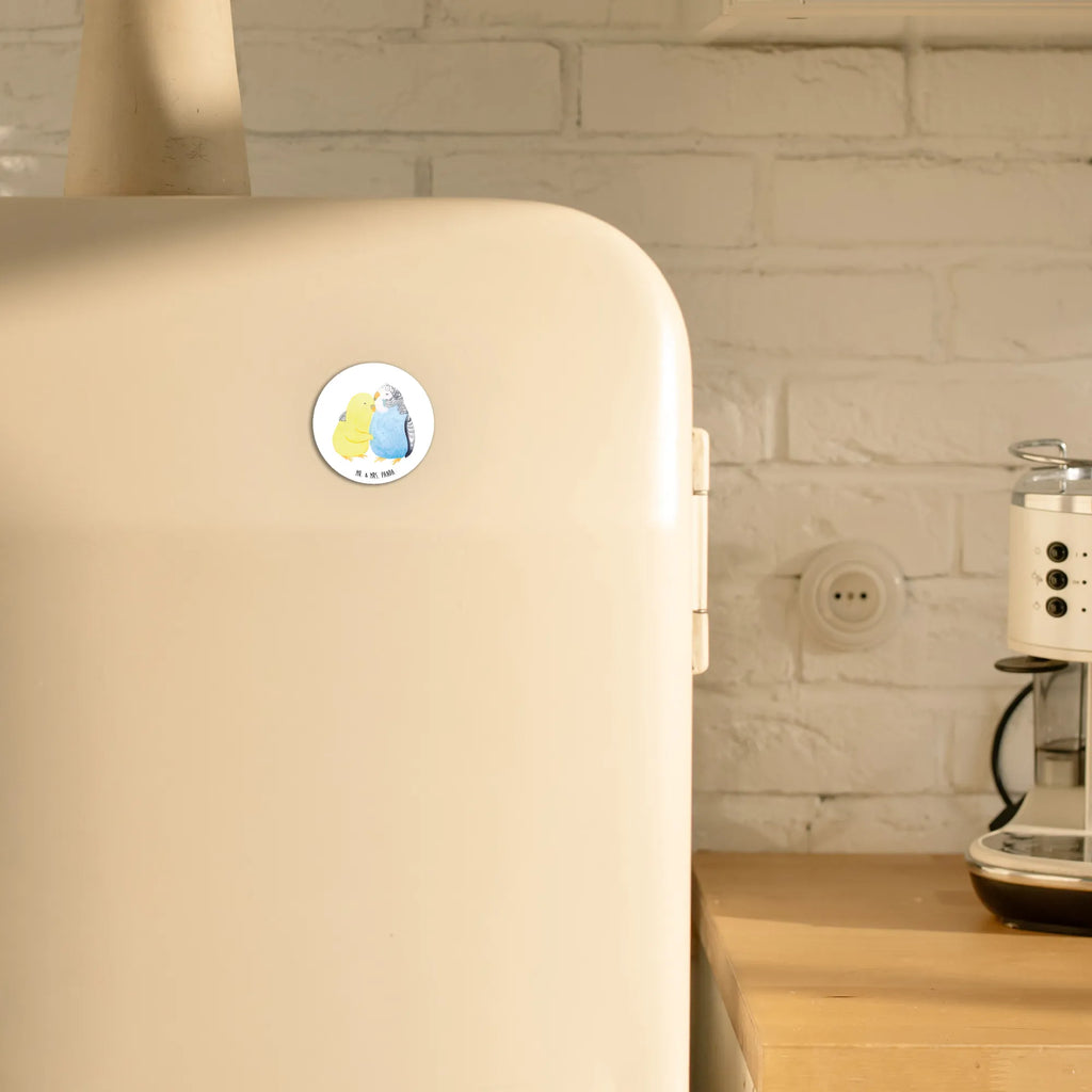 Round magnet Parakeets in love magnetic board, refrigerator magnet, office magnet, calendar magnet, magnet, refrigerator magnets, Love, Loving, Two, Together, Marriage, Engagement, Proposal of marriage, Love gift, gift for her, gift for him, anniversary gift, closeness, birds, budgie, cuddling, trust, love