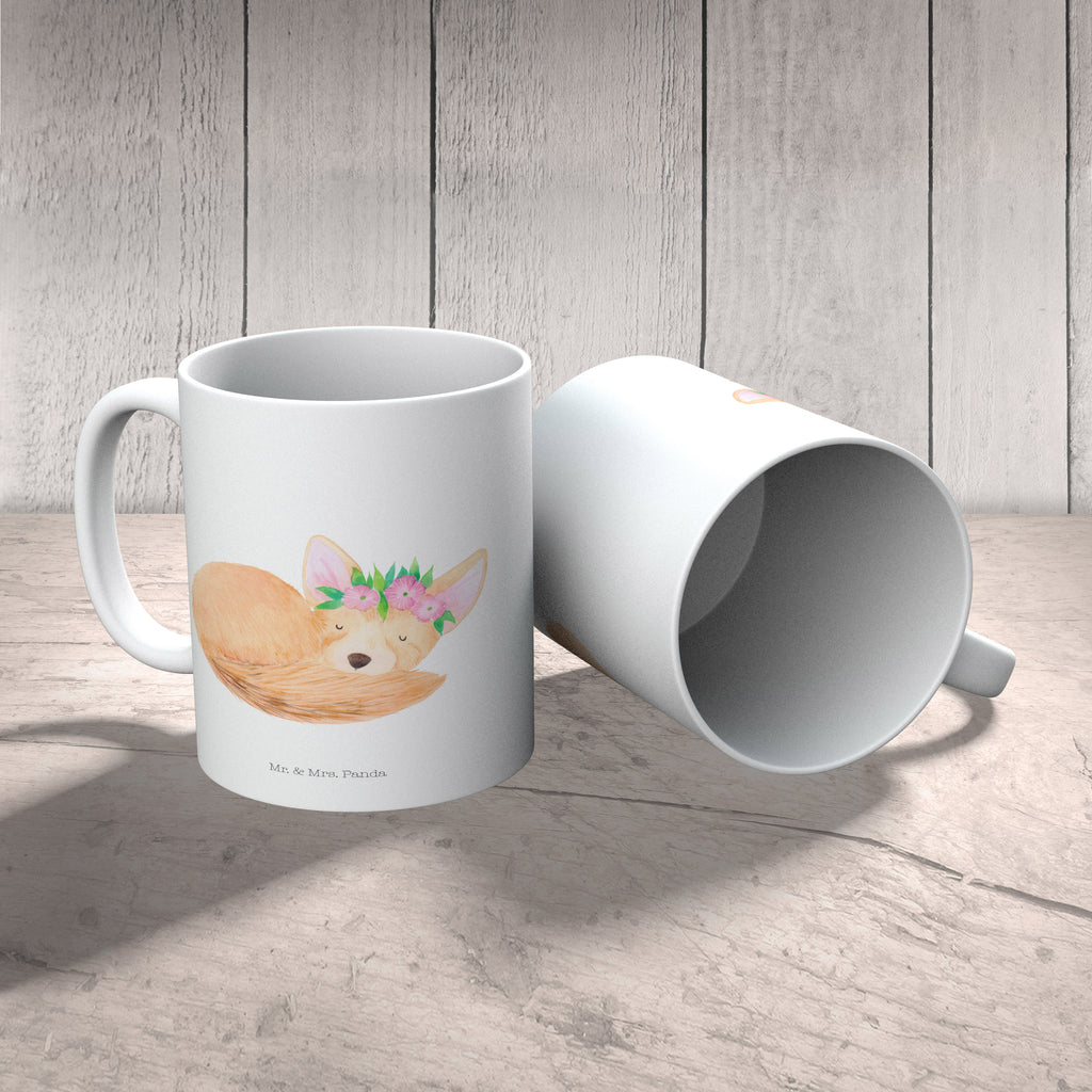 Tasse Wüstenfuchs Blumenkranz Henkelbecher, Kaffeepott, Kakaotasse, Tasse mit Motiv, kaffeebecher keramik, kaffeetasse bedruckt, Keramikbecher, Becher, Designtasse, Kaffeebecher, Kaffeetasse, Motivtasse, Frühstücksbecher, Trinkbecher, Geschenktasse, hochwertige tasse, Mug, Teebecher, Keramiktasse, Trinktasse, Bedruckte Tasse, schöne tasse, Bürobecher, milchkaffeetasse, tasse für kaffee, Dekotasse, Tasse mit Spruch, kaffeetasse keramik, Teepott, Tasse, statement tasse, haferl, Frühstückstasse, Sprüchetasse, kaffeebecher bedruckt, tasse für büro, Coffee Mug, heißgetränkebecher, Pott, Henkeltasse, design tasse, Teetasse, Bürotasse, Afrika, Wildtiere, Wüste, Wüstenfuchs, Blumen, Glücklich, Blumenkranz