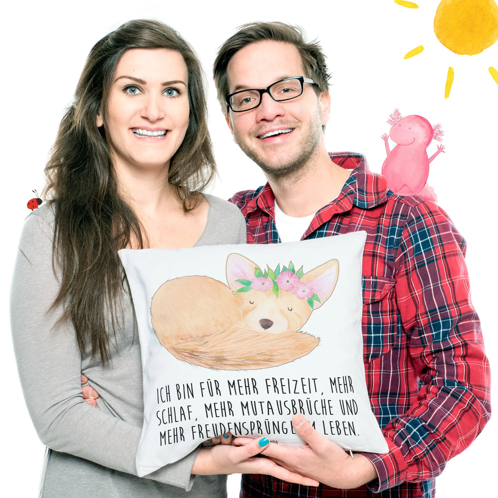 40x40 Kissen Wüstenfuchs Blumenkranz Kissenbezüge, Kissenhülle, sitzkissen, Sofakissen, Sofakissen 40x40, Kissenbezug 40x40, Couchkissen, Kissen 40x40, Kopfkissen 40x40, Dekokissen 40x40, sofakissen, Zierkissen, Kissenhülle 40x40, Dekokissen, Kopfkissen, Kissen, Dekokissen Sofa, Kissen 40x40 Waschbar, Motivkissen, Afrika, Wildtiere, Wüstenfuchs, Wüste, Blumenkranz, Blumen, Glücklich