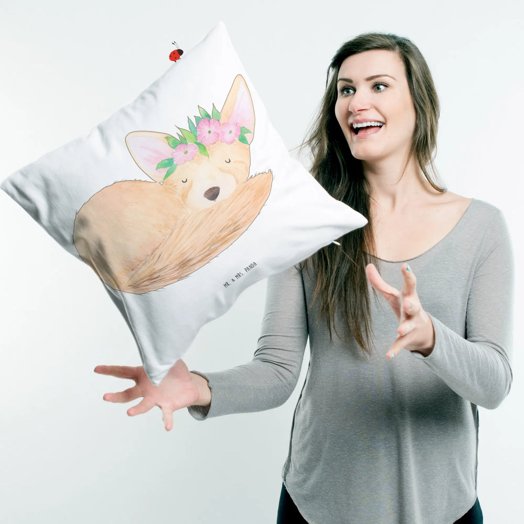 40x40 Kissen Wüstenfuchs Blumenkranz Kissenbezüge, Kissenhülle, sitzkissen, Sofakissen, Sofakissen 40x40, Kissenbezug 40x40, Couchkissen, Kissen 40x40, Kopfkissen 40x40, Dekokissen 40x40, sofakissen, Zierkissen, Kissenhülle 40x40, Dekokissen, Kopfkissen, Kissen, Dekokissen Sofa, Kissen 40x40 Waschbar, Motivkissen, Afrika, Wildtiere, Wüstenfuchs, Wüste, Blumenkranz, Blumen, Glücklich