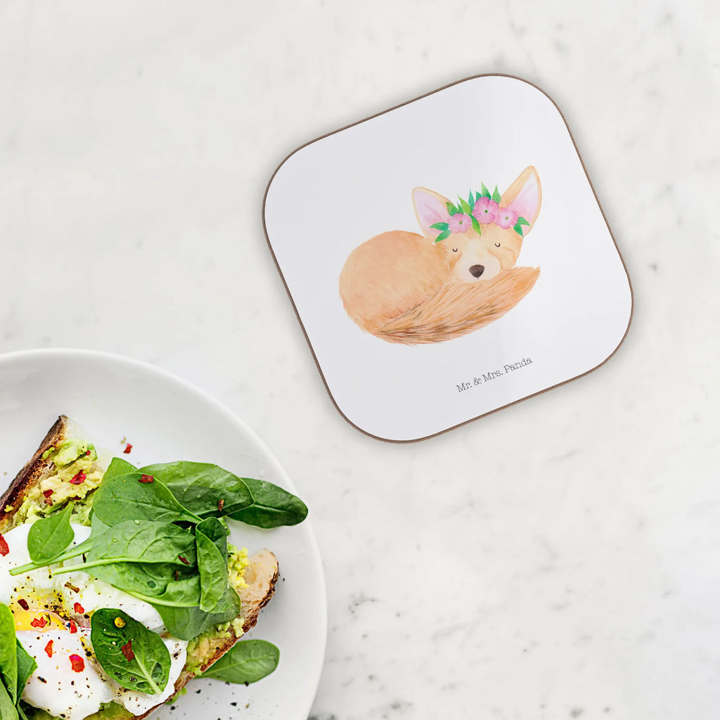 Quadratische Untersetzer Wüstenfuchs Blumenkranz Untersetzer Holz, Untersetzer für Gläser, Untersetzer aus Holz, Glasuntersetzer, Untersetzer Design, Untersetzer, Holzuntersetzer, Korkuntersetzer, Tassen Untersetzer, Bierdeckel, Getränkeuntersetzer, Untersetzer Gläser, Afrika, Wildtiere, Blumen, Blumenkranz, Glücklich, Wüstenfuchs, Wüste