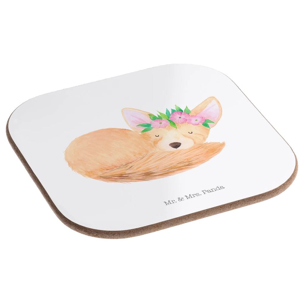 Quadratische Untersetzer Wüstenfuchs Blumenkranz Untersetzer Holz, Untersetzer für Gläser, Untersetzer aus Holz, Glasuntersetzer, Untersetzer Design, Untersetzer, Holzuntersetzer, Korkuntersetzer, Tassen Untersetzer, Bierdeckel, Getränkeuntersetzer, Untersetzer Gläser, Afrika, Wildtiere, Blumen, Blumenkranz, Glücklich, Wüstenfuchs, Wüste