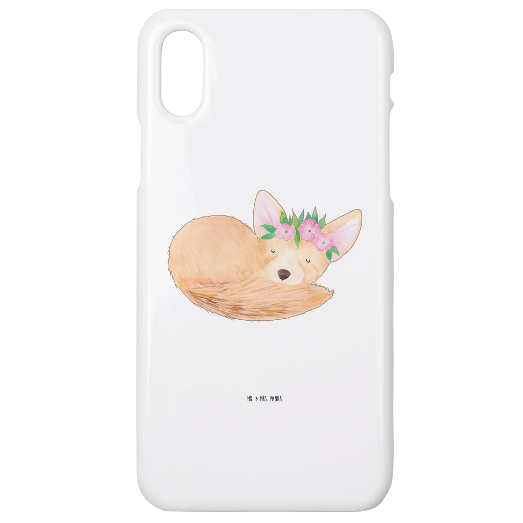 Etui na iPhone 11 lis pustynny kwiaty Handy, Hülle, Cover, Iphone 10, Handycover, Iphone X, Handy Case, Handyhülle, Wildtiere, Afrika, Wüstenfuchs, Blumen, Blumenkranz, Glücklich, Wüste