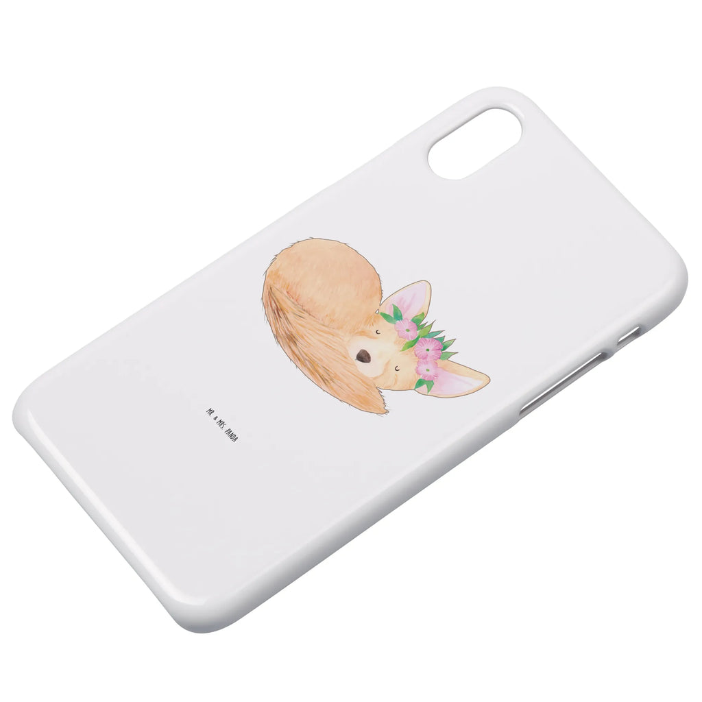 Etui na iPhone 11 lis pustynny kwiaty Handy, Hülle, Cover, Iphone 10, Handycover, Iphone X, Handy Case, Handyhülle, Wildtiere, Afrika, Wüstenfuchs, Blumen, Blumenkranz, Glücklich, Wüste