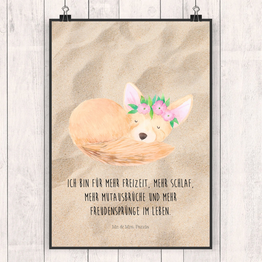 Poster Wüstenfuchs Blumenkranz Wanddekoration, Deko Bild, drucke, Posterdruck, Plakat, grafikposter, kunstdruck poster, wandkunst, Poster, Mr. & Mrs. Panda Poster, Kunstdruck, Bild, Wandposter, Wanddeko Bild, Designposter, Wandbild, kunst für die wand, kunstposter, Bild für Wand, Wandschmuck, wanddeko, wanddruck, Afrika, Wildtiere, Glücklich, Blumenkranz, Blumen, Wüstenfuchs, Wüste