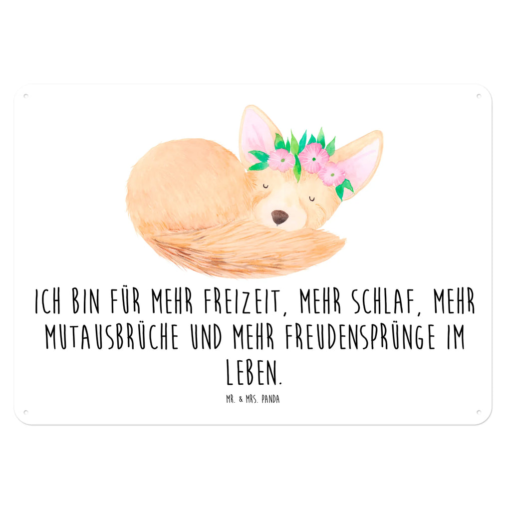 Blechschild Wüstenfuchs Blumen Türschild Metall, Blechschild, Blechschild Büro, Dekoschild Metall, Wandschild Metall, Blechschild Für Männer, Blechschild Zum Aufhängen, Blechschild Groß, Blechschild Küche, Blechschild Für Frauen, Afrika, Wildtiere, Blumenkranz, Wüstenfuchs, Blumen, Glücklich, Wüste