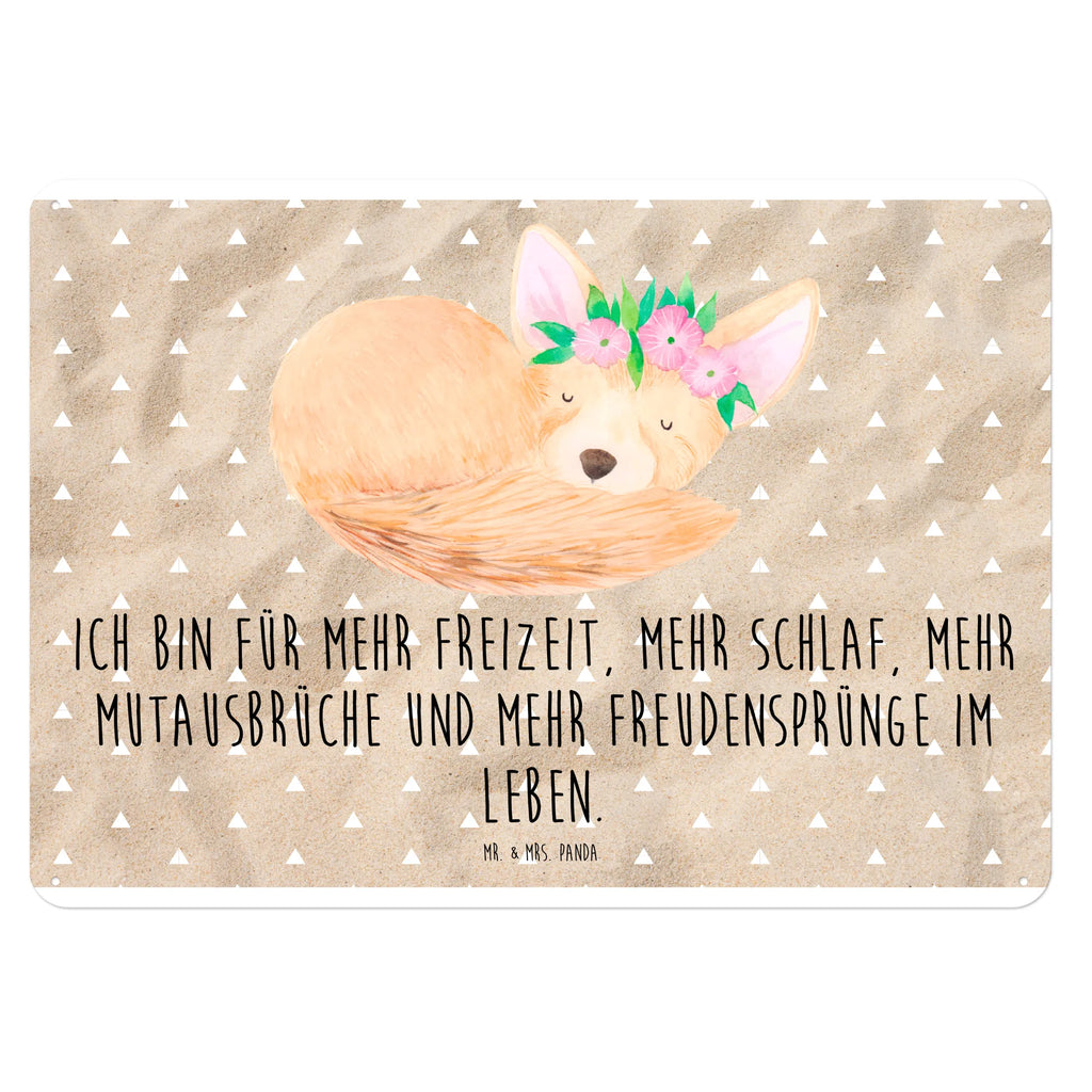 Blechschild Wüstenfuchs Blumen Türschild Metall, Blechschild, Blechschild Büro, Dekoschild Metall, Wandschild Metall, Blechschild Für Männer, Blechschild Zum Aufhängen, Blechschild Groß, Blechschild Küche, Blechschild Für Frauen, Afrika, Wildtiere, Blumenkranz, Wüstenfuchs, Blumen, Glücklich, Wüste