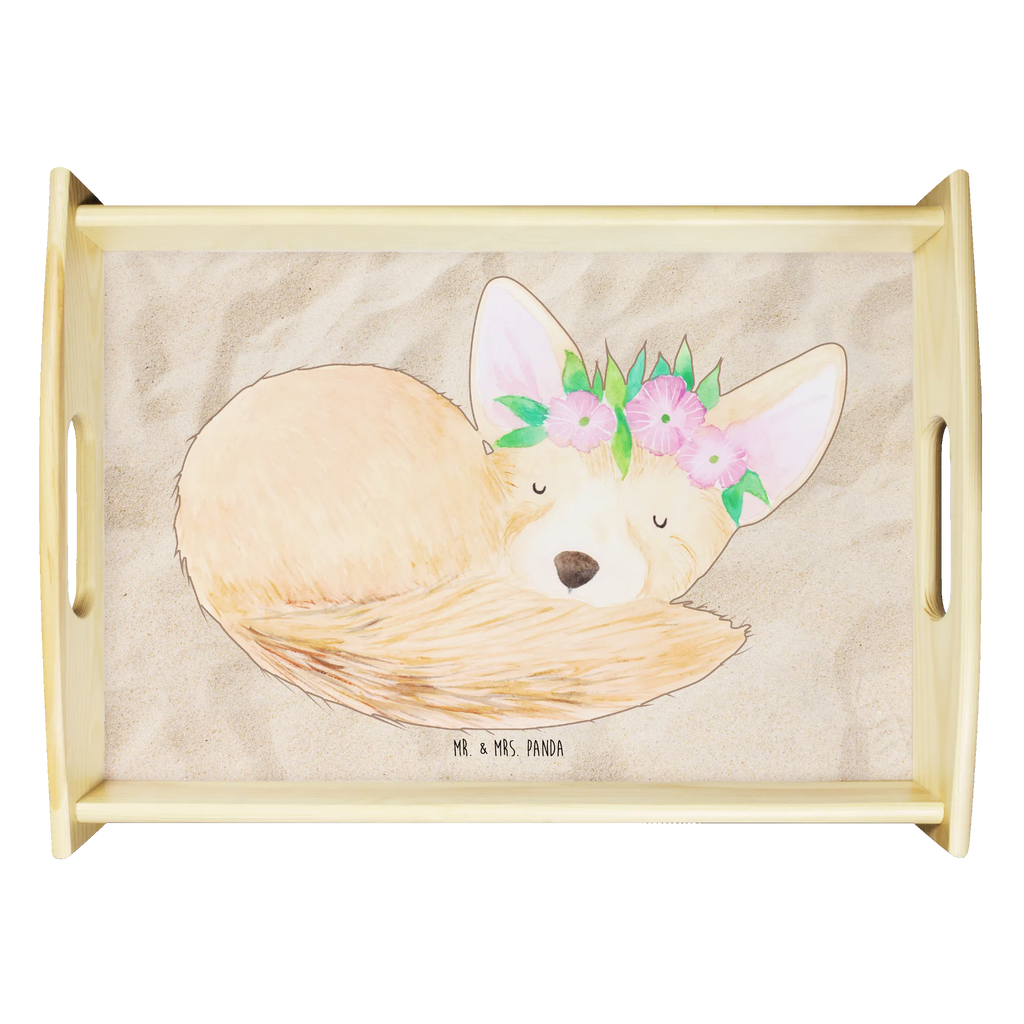 Serving tray desert fox Flower serving tray, breakfast tray, wooden tray, tray, kitchen tray, Africa, flowers, desert fox, wreath of flowers, desert, happy