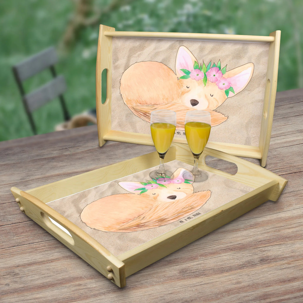 Serving tray desert fox Flower serving tray, breakfast tray, wooden tray, tray, kitchen tray, Africa, flowers, desert fox, wreath of flowers, desert, happy