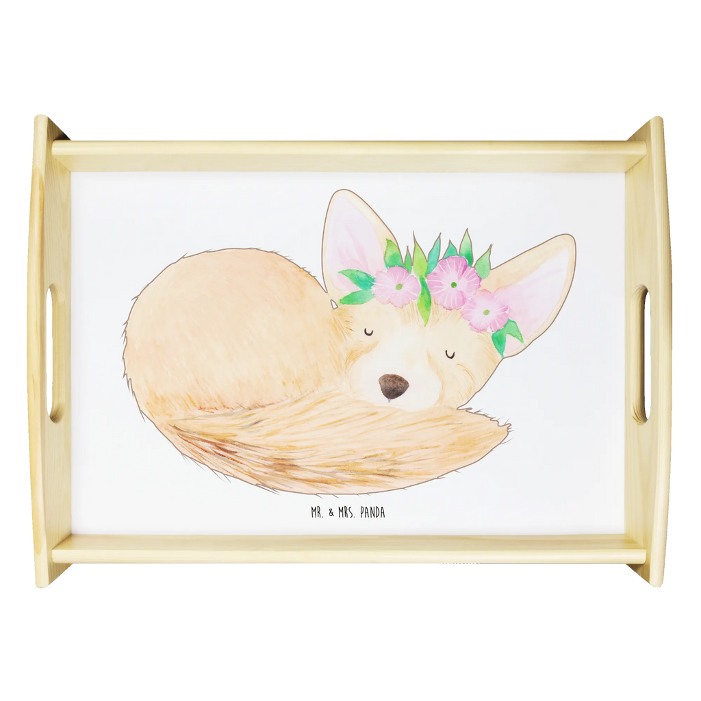 Serving tray desert fox Flower serving tray, breakfast tray, wooden tray, tray, kitchen tray, Africa, flowers, desert fox, wreath of flowers, desert, happy