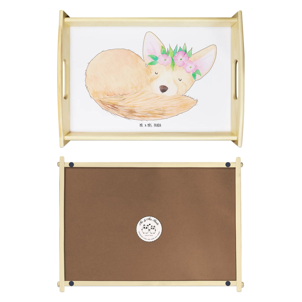 Serving tray desert fox Flower serving tray, breakfast tray, wooden tray, tray, kitchen tray, Africa, flowers, desert fox, wreath of flowers, desert, happy