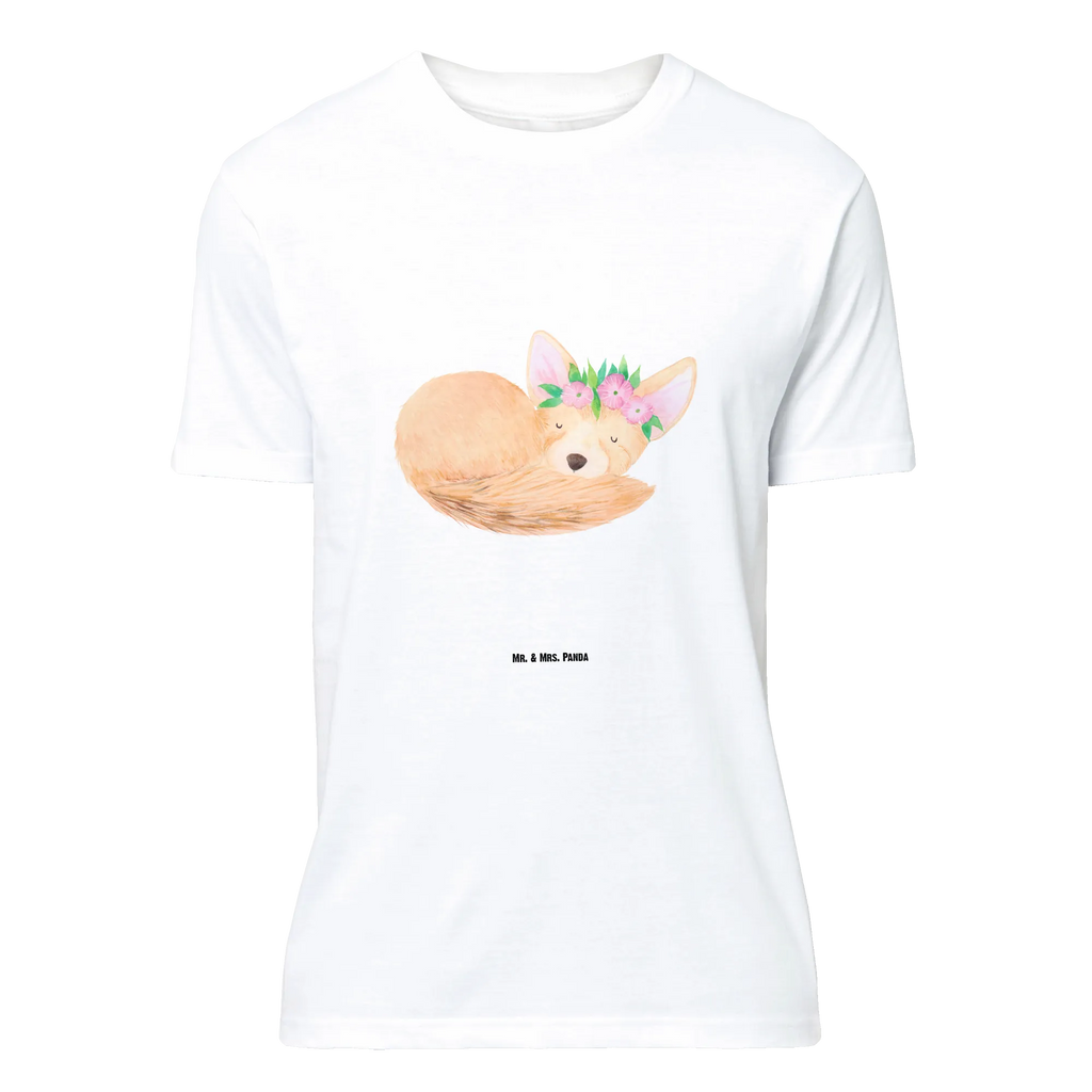T-Shirt Standard Wüstenfuchs Blumenkranz Jubiläum, Herrn, T-Shirt, Damen, Nachthemd, Tshirt, Lustiges T-Shirt, T-Shirt mit Spruch, Shirt, Schlafshirt, Junggesellenabschied, Geburstag, Wildtiere, Afrika, Blumen, Glücklich, Wüstenfuchs, Blumenkranz, Wüste