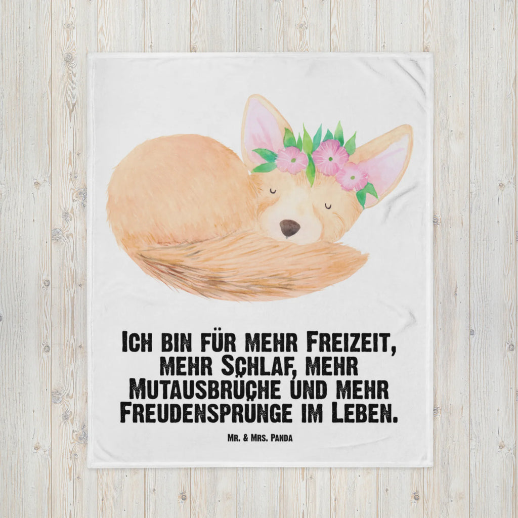 Kocyk dla niemowląt lis pustynny kwiaty Babydecke, Geschenk Geburt, Krabbeldecke, Babyecke Kuscheldecke, Babygeschenk, Afrika, Wildtiere, Blumen, Blumenkranz, Wüste, Glücklich, Wüstenfuchs