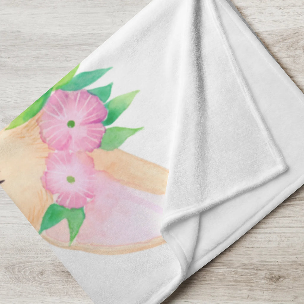 Kocyk dla niemowląt lis pustynny kwiaty Babydecke, Geschenk Geburt, Krabbeldecke, Babyecke Kuscheldecke, Babygeschenk, Afrika, Wildtiere, Blumen, Blumenkranz, Wüste, Glücklich, Wüstenfuchs