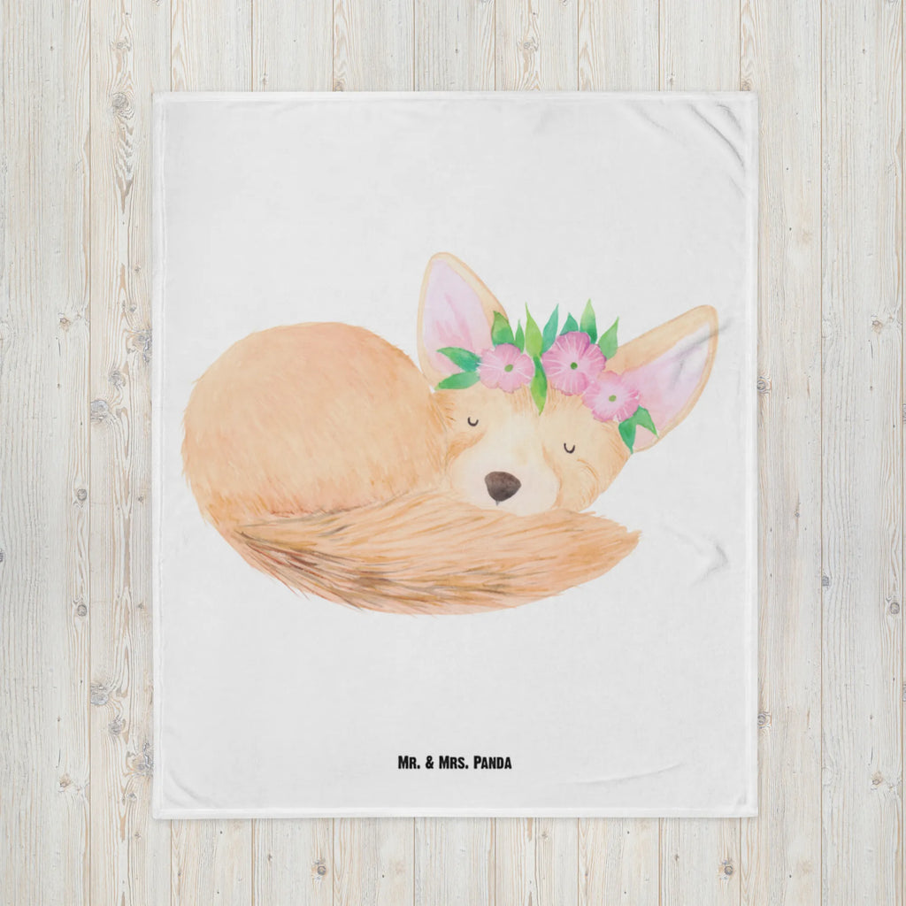 Kocyk dla niemowląt lis pustynny kwiaty Babydecke, Geschenk Geburt, Krabbeldecke, Babyecke Kuscheldecke, Babygeschenk, Afrika, Wildtiere, Blumen, Blumenkranz, Wüste, Glücklich, Wüstenfuchs