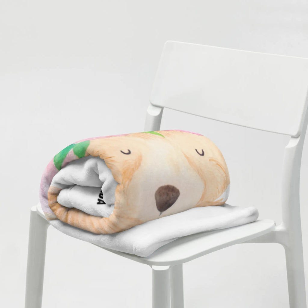 Kocyk dla niemowląt lis pustynny kwiaty Babydecke, Geschenk Geburt, Krabbeldecke, Babyecke Kuscheldecke, Babygeschenk, Afrika, Wildtiere, Blumen, Blumenkranz, Wüste, Glücklich, Wüstenfuchs