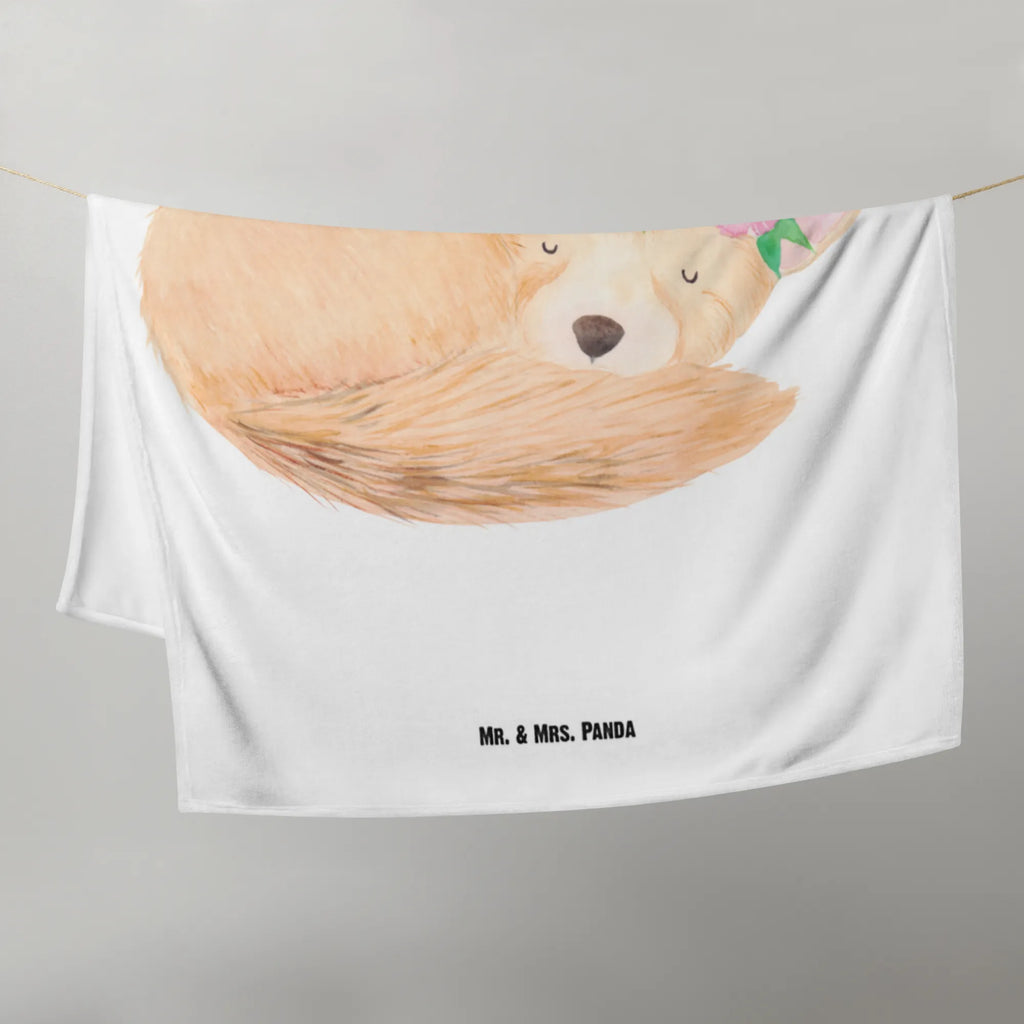 Kocyk dla niemowląt lis pustynny kwiaty Babydecke, Geschenk Geburt, Krabbeldecke, Babyecke Kuscheldecke, Babygeschenk, Afrika, Wildtiere, Blumen, Blumenkranz, Wüste, Glücklich, Wüstenfuchs