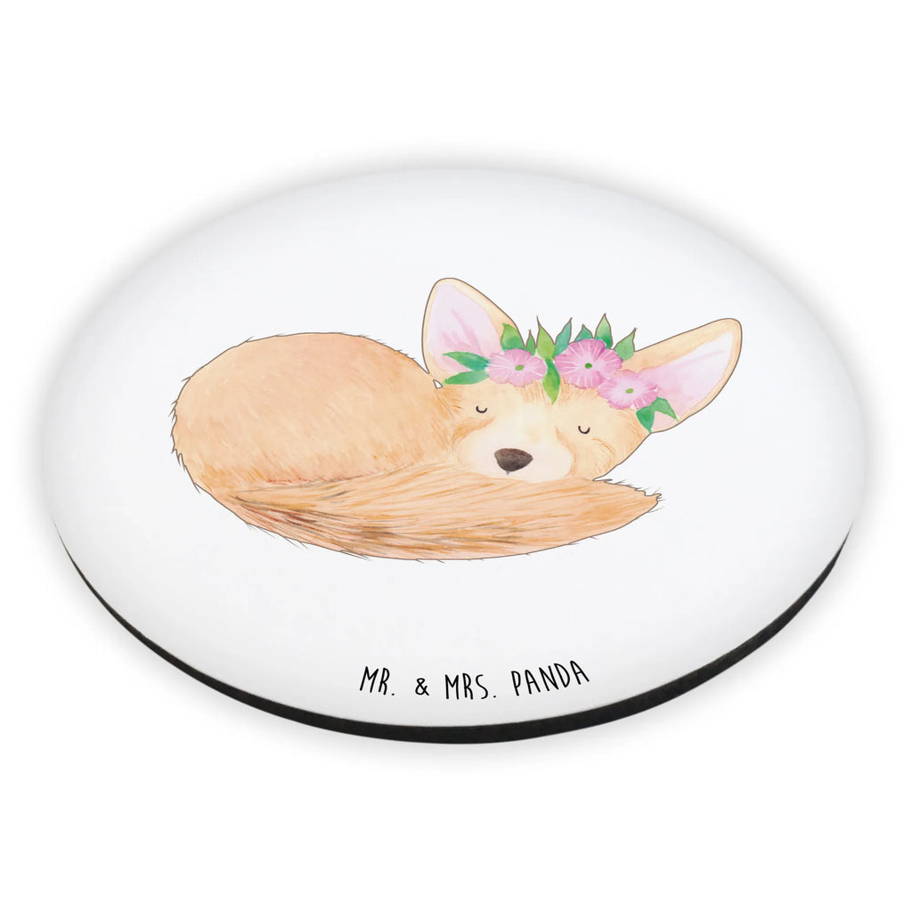 Round magnet desert fox Flower refrigerator magnets, magnetic board, magnet, office magnet, refrigerator magnet, calendar magnet, Africa, wreath of flowers, desert fox, flowers, desert, happy