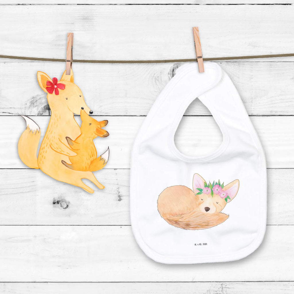 Bib desert fox Flower drool bib, baby bib, spit cloth, baby party, toddler, baby shower, Africa, desert fox, desert, flowers, wreath of flowers, happy