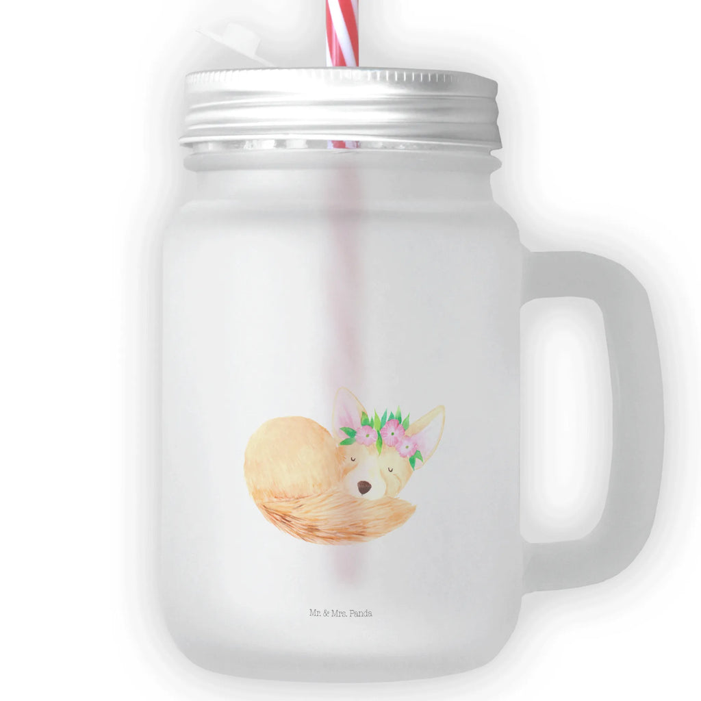 Mason jar drinking glass desert fox Flower cocktail glass, handle glass, preserving glass, glass, drinking glass, summer glass, Mason Jar, Africa, flowers, happy, desert, desert fox, wreath of flowers