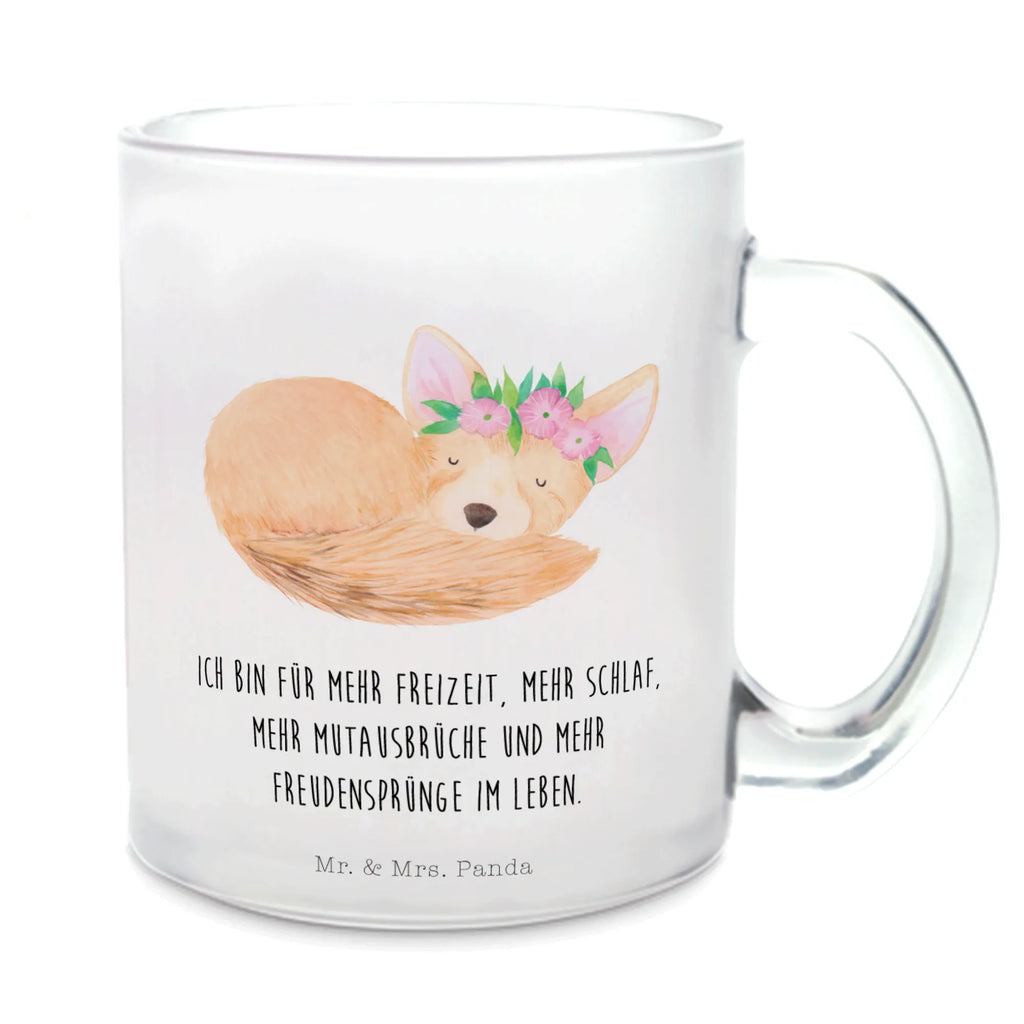 Teetasse Wüstenfuchs Blumenkranz Glasbecher, Teeglas, getränkeglas, Tee Tasse, Tasse, tasse glas, Glas Teebecher, glastasse, Becher, Teegläser, Große Teetasse, Teetasse, Tasse Für Tee, becher für tee, Teetasse Glas, Teetasse aus Glas, becher glas, Trinkglas, Afrika, Wildtiere, Wüste, Blumenkranz, Glücklich, Blumen, Wüstenfuchs
