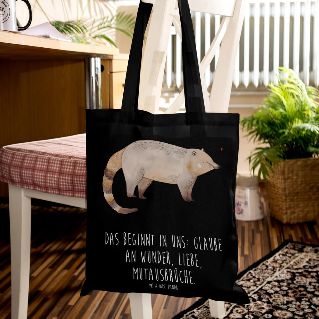 Tote bag Coati Tragetasche, Shopper, Einkaufstüte, Tasche, Strandtasche, Umhängetasche, Beuteltasche, Jutetasche, Jutebeutel, Stofftasche, Einkaufstasche, Badetasche, Beutel, Schultertasche, Laptoptasche, Stoffbeutel, Tiermotive, Gute Laune, lustige Sprüche, Tiere, Rüsselbär, Nasenbär, Bär, Nasenbären