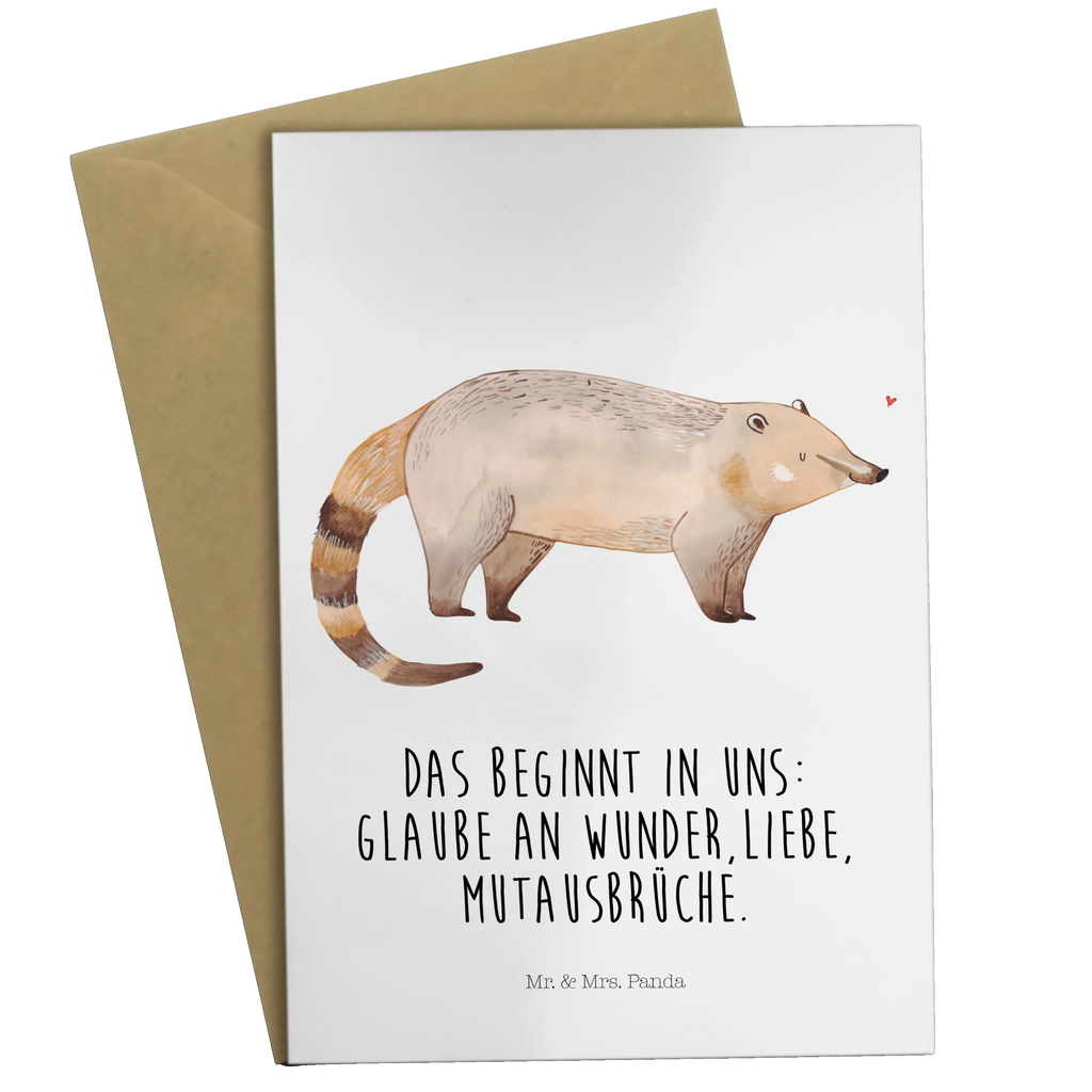 Greetings card Coati Geburtstagskarte, Karte, Hochzeitskarte, Grußkarte, Ansichtskarten, Klappkarte, Einladungskarte, Glückwunschkarte, Tiermotive, Gute Laune, lustige Sprüche, Tiere, Bär, Nasenbär, Nasenbären, Rüsselbär