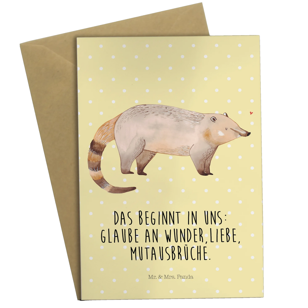 Greetings card Coati Geburtstagskarte, Karte, Hochzeitskarte, Grußkarte, Ansichtskarten, Klappkarte, Einladungskarte, Glückwunschkarte, Tiermotive, Gute Laune, lustige Sprüche, Tiere, Bär, Nasenbär, Nasenbären, Rüsselbär