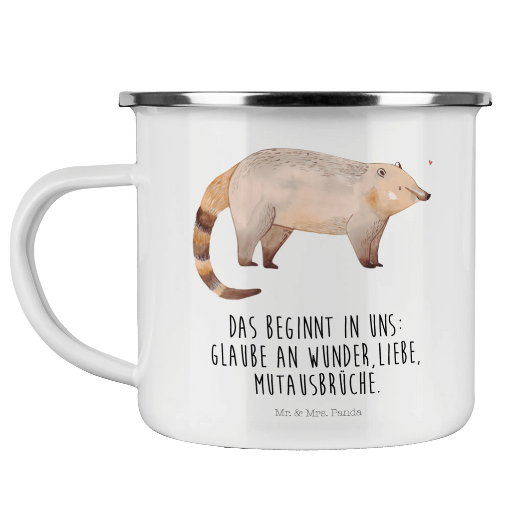 Enamel camping mug Coati reisetasse, Tasse Emaille, Kaffeetasse, Pott, Trinkbecher, metallbecher, Emaille Becher, Emailletasse, Tasse, Emaille Tasse, Campingbecher, Campingtasse, Teetasse, Reisebecher, becher emaille, Blechtasse, Kaffeebecher, blechbecher, emaillebecher, wanderbecher, Teebecher, wandertasse, Metalltasse, Becher, Lustige Sprüche, Tiere, Tiermotive, Gute Laune, Nasenbär, Bär, Rüsselbär, Nasenbären