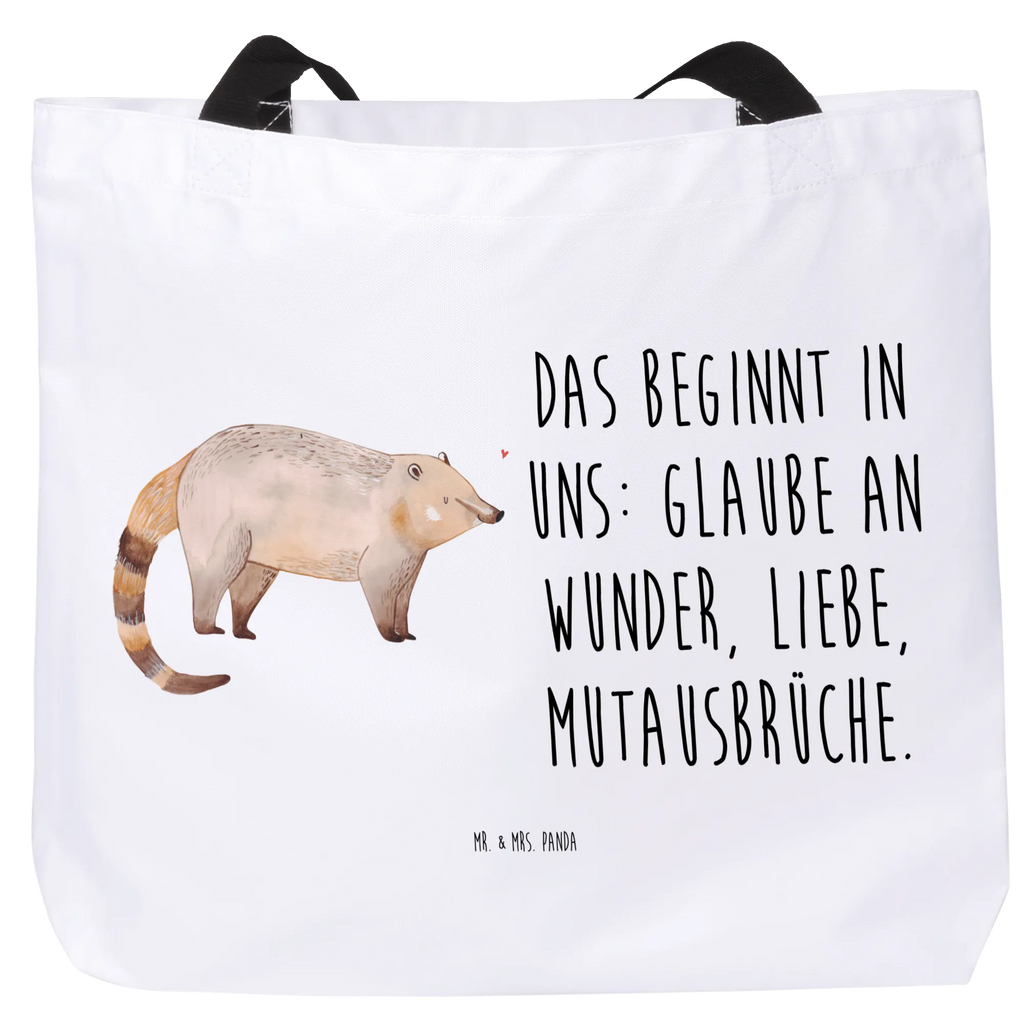 Shopper Coati Freizeittasche, Schultasche, Schultertasche, Tragebeutel, Stofftasche, Ausflug, Einkaufsbeutel, XXL Tasche, Einkaufstasche, Tüte, Strandtasche, Alltagstasche, Schulbeutel, Shopper, Beutel, XL, Lustige Sprüche, Tiere, Tiermotive, Gute Laune, Bär, Nasenbären, Nasenbär, Rüsselbär