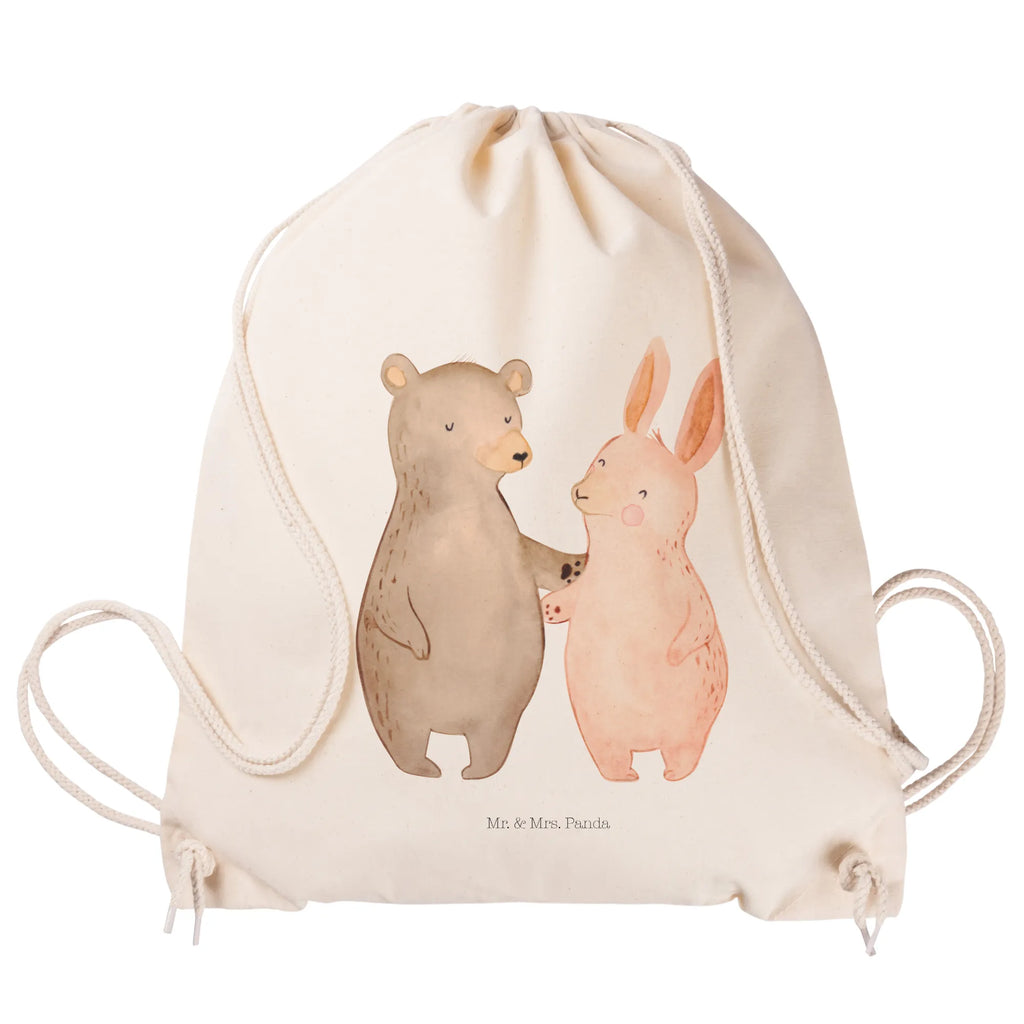 Drawstring bag bear and rabbit Embrace sports bag, carrier bag, gym bag, bag, jute bag, hipster, Love, Loving, Two, Together, Marriage, Engagement, Proposal of marriage, Love gift, gift for her, gift for him, anniversary gift, best friends, friends, rabbit, bear, best friend