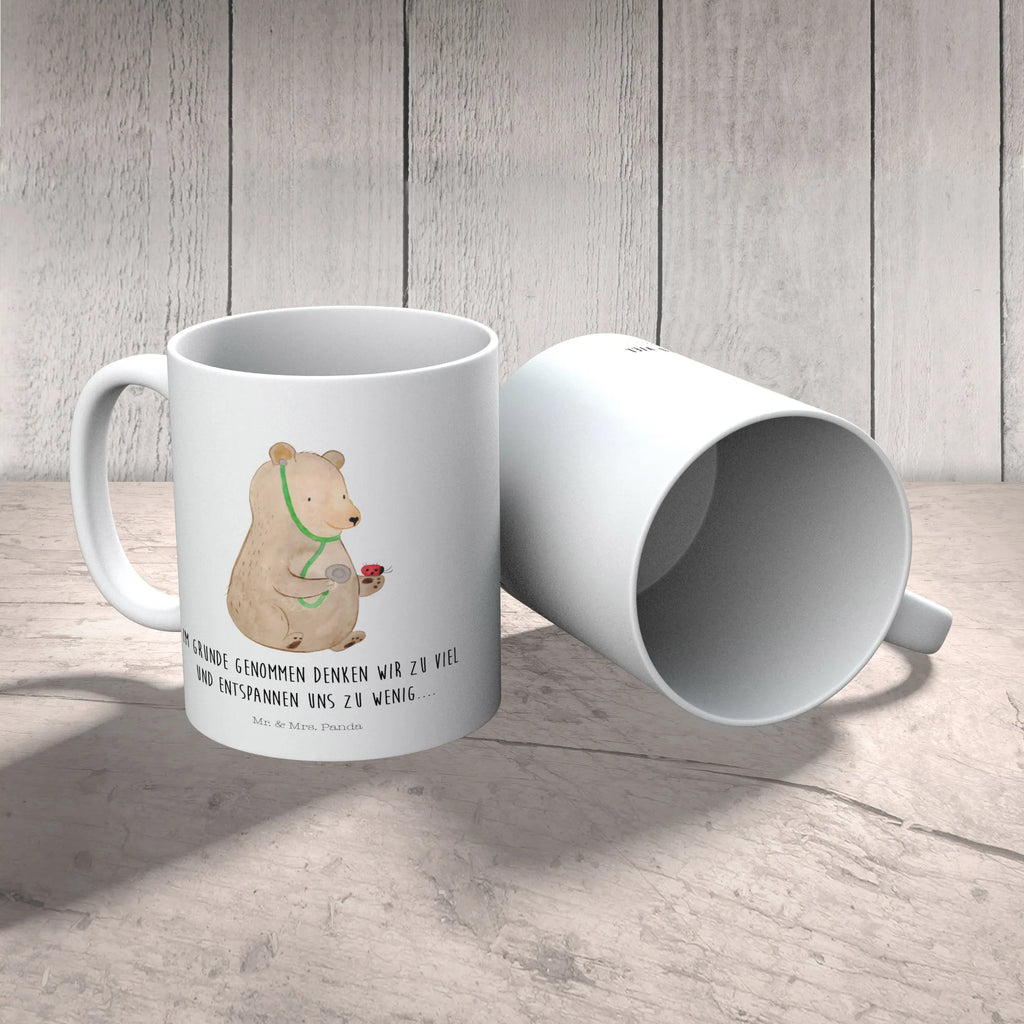 Child's mug bear Physician camping mug, coffee cup, mug, drinking cup, plastic cup, kindergarten, bear, teddy, teddy bear, cuddly toy, Professor, Doctor, Bear