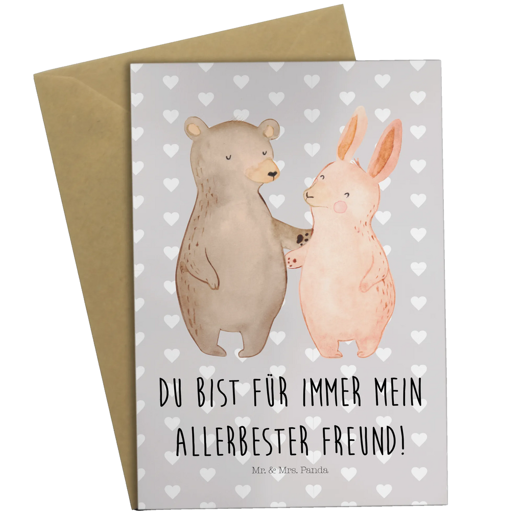 Greetings card bear and rabbit Embrace Hochzeitskarte, Ansichtskarten, Grußkarte, Karte, Geburtstagskarte, Klappkarte, Einladungskarte, Glückwunschkarte, Liebe, Partner, Freund, Freundin, Ehemann, Ehefrau, Heiraten, Verlobung, Heiratsantrag, Liebesgeschenk, Jahrestag, Hocheitstag, best friends, Bärchen, Bär, Freunde, bester Freund, Hase