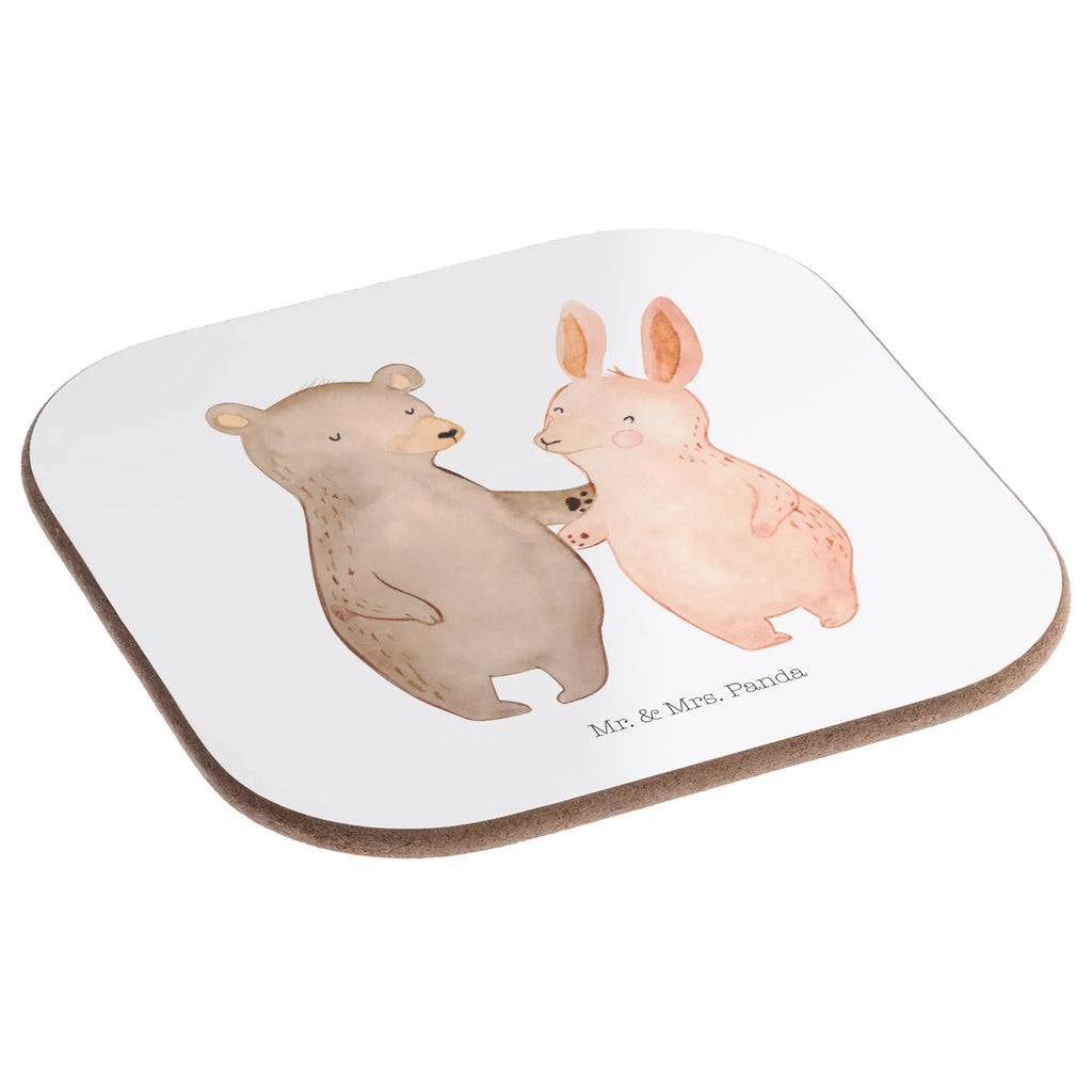 Square coaster bear and rabbit Embrace Holzuntersetzer, Untersetzer für Gläser, Tassen Untersetzer, Glasuntersetzer, Untersetzer Design, Untersetzer Gläser, Bierdeckel, Getränkeuntersetzer, Untersetzer Holz, Korkuntersetzer, Untersetzer aus Holz, Untersetzer, Liebe, Partner, Freund, Freundin, Ehemann, Ehefrau, Heiraten, Verlobung, Heiratsantrag, Liebesgeschenk, Jahrestag, Hocheitstag, bester Freund, best friends, Bärchen, Bär, Hase, Freunde