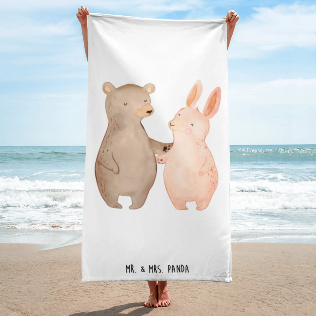 XL bath towel bear and rabbit Embrace large beach towel, extra large swim towel, spa towel, oversized towel, luxury bath sheet, XL bath towel, Love, Loving, Two, Together, Marriage, Engagement, Proposal of marriage, Love gift, gift for her, gift for him, anniversary gift, best friend, best friends, bear, rabbit, friends