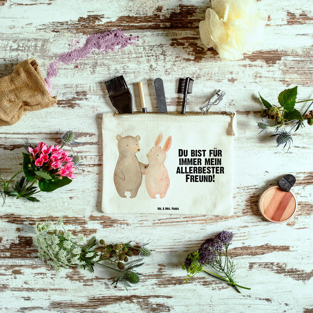 Make-up bag bear and rabbit Embrace Schminktäschchen, Schminkbeutel, utensilientasche, Kosmetikbeutel, aufbewahrungstasche, Stiftemäppchen, Federmappe, Kulturbeutel, aufbewahrungsbeutel, beauty case, Etui, Kosmetiktasche, Waschbeutel, pinsel tasche, Kulturtasche, kosmetiktäschchen, Mäppchen, pencil case, toiletry bag, beauty tasche, Schminktasche, Waschtasche, Schlampermäppchen, Freundin, Liebe, Ehefrau, Ehemann, Partner, Verlobung, Freund, Jahrestag, Hocheitstag, Heiratsantrag, Liebesgeschenk, Heiraten, Bester Freund, Best Friends, Bär, Bärchen, Freunde, Hase