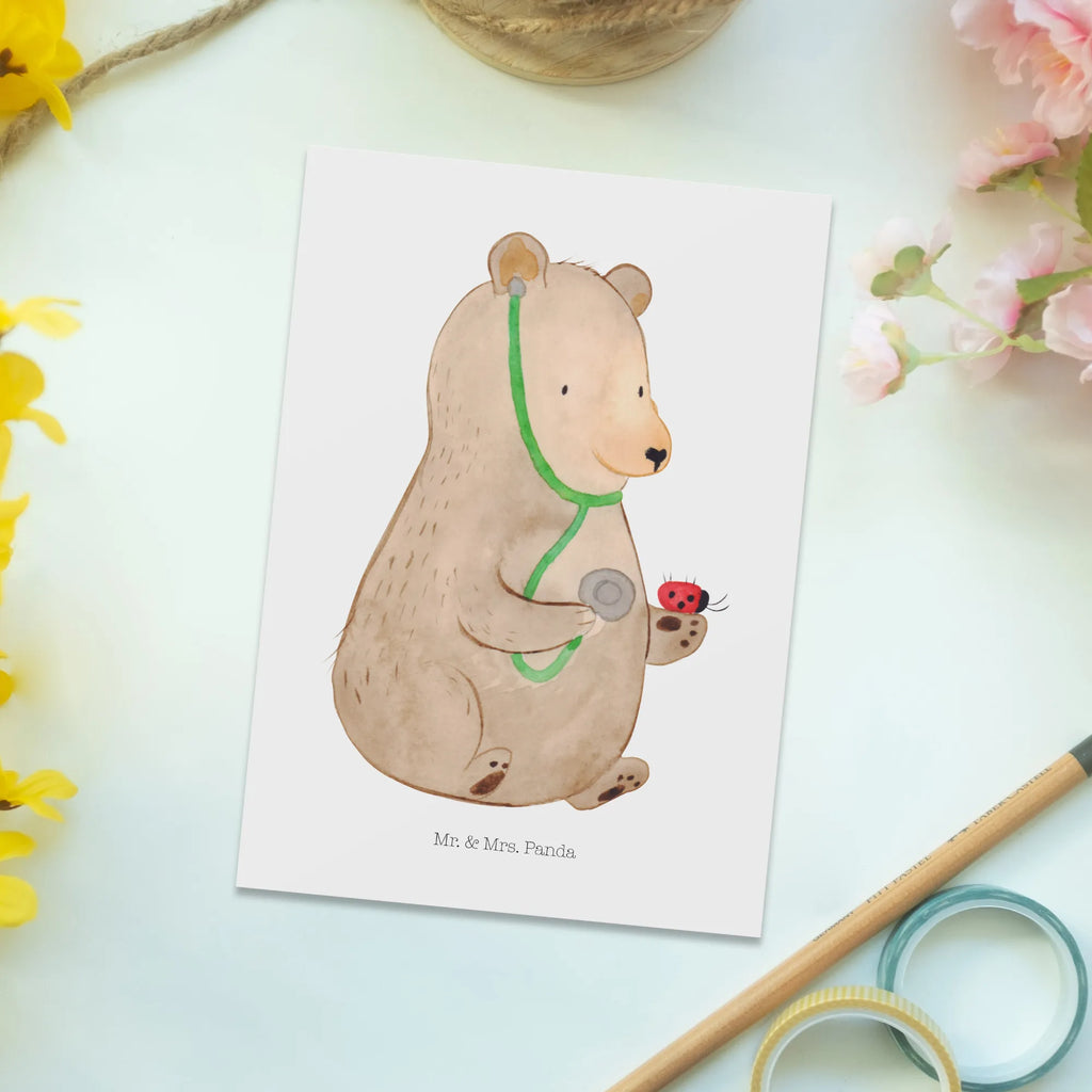 Pocztówka niedźwiedź lekarz Karte, Ansichtskarten, Ansichtskarte, Einladungskarten Geburtstag, Einladung, Einladungskarte, Postkarte, Geburtstagskarte, Einladung Geburtstag, Geschenkkarte, Grußkarte, Dankeskarte, Bär, Teddy, Teddybär, Doktor, Ärztin, Professorin, Doktorin, Arzt, Professor