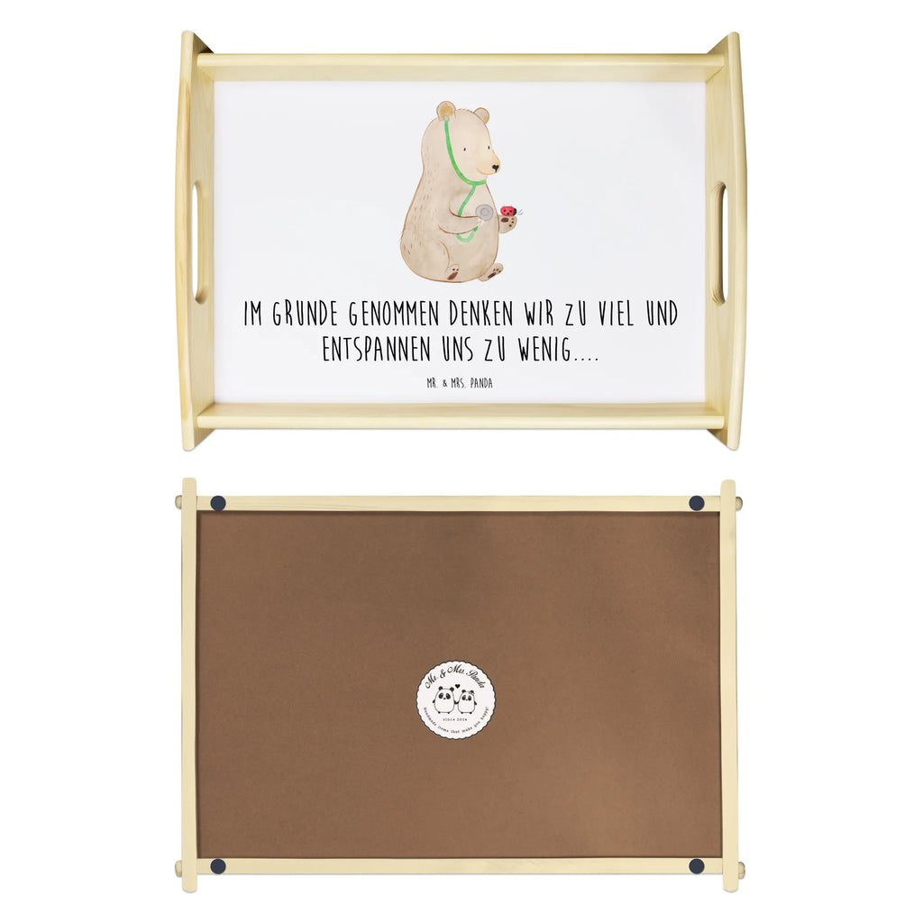 Serving tray bear Physician tray, wooden tray, breakfast tray, serving tray, kitchen tray, bear, teddy, teddy bear, cuddly toy, Doctor, Professor, Bear