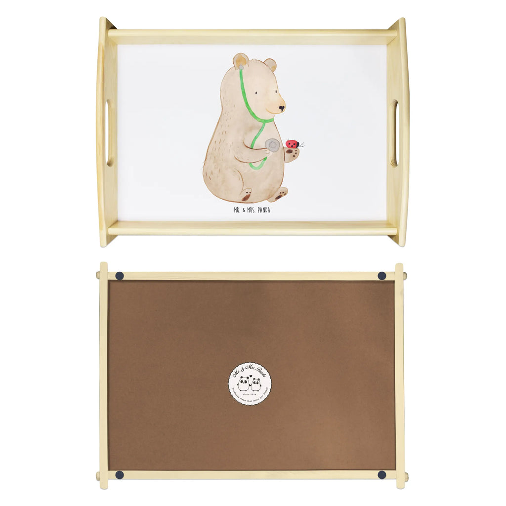 Serving tray bear Physician tray, wooden tray, breakfast tray, serving tray, kitchen tray, bear, teddy, teddy bear, cuddly toy, Doctor, Professor, Bear