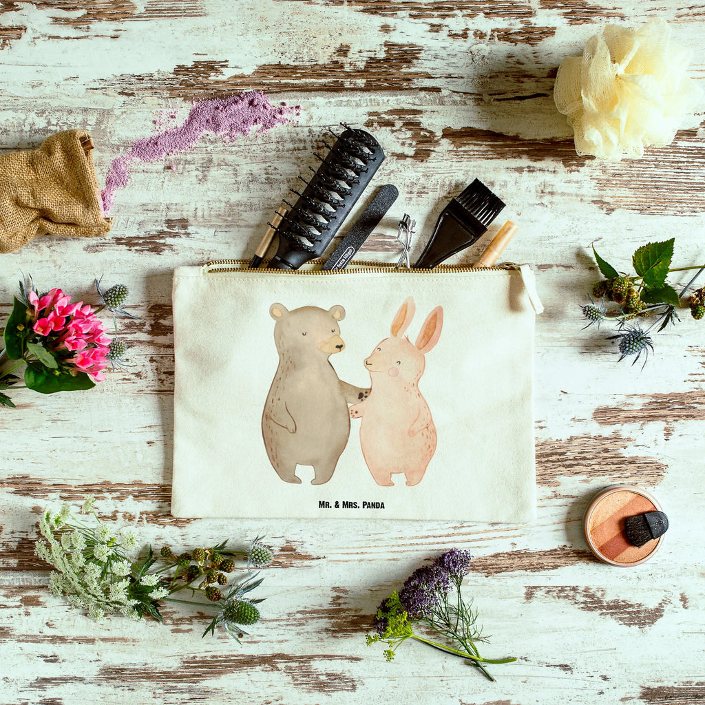 Make-up bag bear and rabbit Embrace Schminktäschchen, Schminkbeutel, utensilientasche, Kosmetikbeutel, aufbewahrungstasche, Stiftemäppchen, Federmappe, Kulturbeutel, aufbewahrungsbeutel, beauty case, Etui, Kosmetiktasche, Waschbeutel, pinsel tasche, Kulturtasche, kosmetiktäschchen, Mäppchen, pencil case, toiletry bag, beauty tasche, Schminktasche, Waschtasche, Schlampermäppchen, Freundin, Liebe, Ehefrau, Ehemann, Partner, Verlobung, Freund, Jahrestag, Hocheitstag, Heiratsantrag, Liebesgeschenk, Heiraten, Bester Freund, Best Friends, Bär, Bärchen, Freunde, Hase