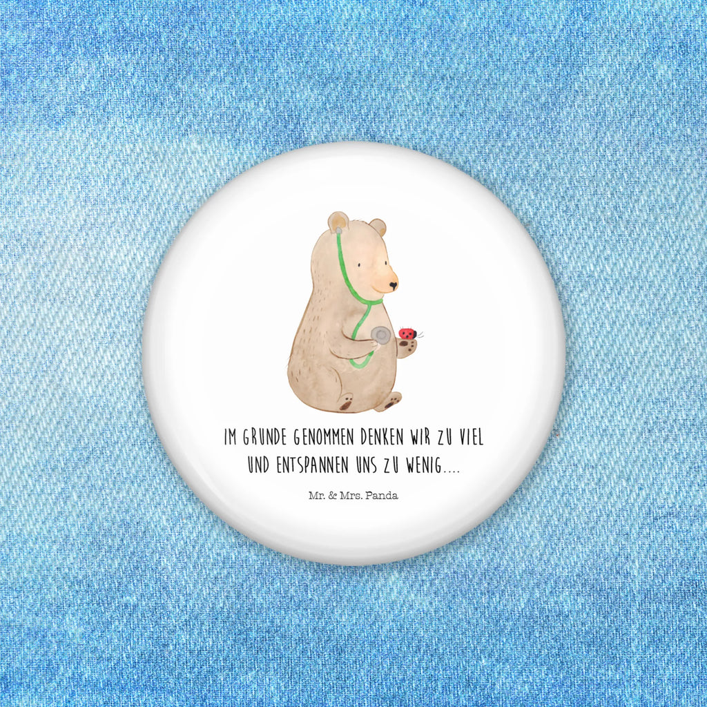 Button bear Physician 50mm Button, Lapel Pin, Pin, Button, bear, teddy, teddy bear, cuddly toy, Bear, Doctor, Professor