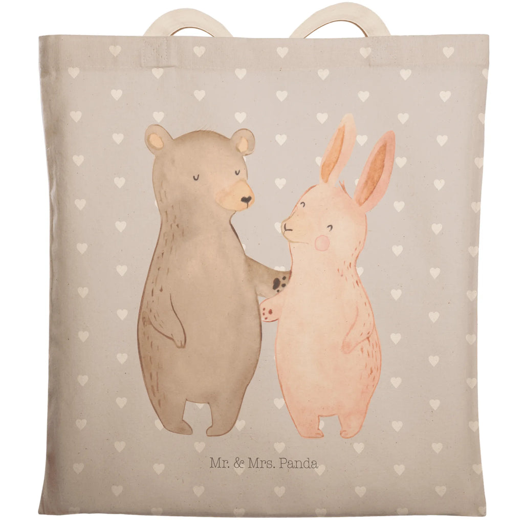Shopping bag bear and rabbit Embrace cotton bag, shopper, bag, shoulder bag, pouch, Carrier bag, cloth bag, Love, Loving, Two, Together, Marriage, Engagement, Proposal of marriage, Love gift, gift for her, gift for him, anniversary gift, bear, best friends, best friend, friends, rabbit